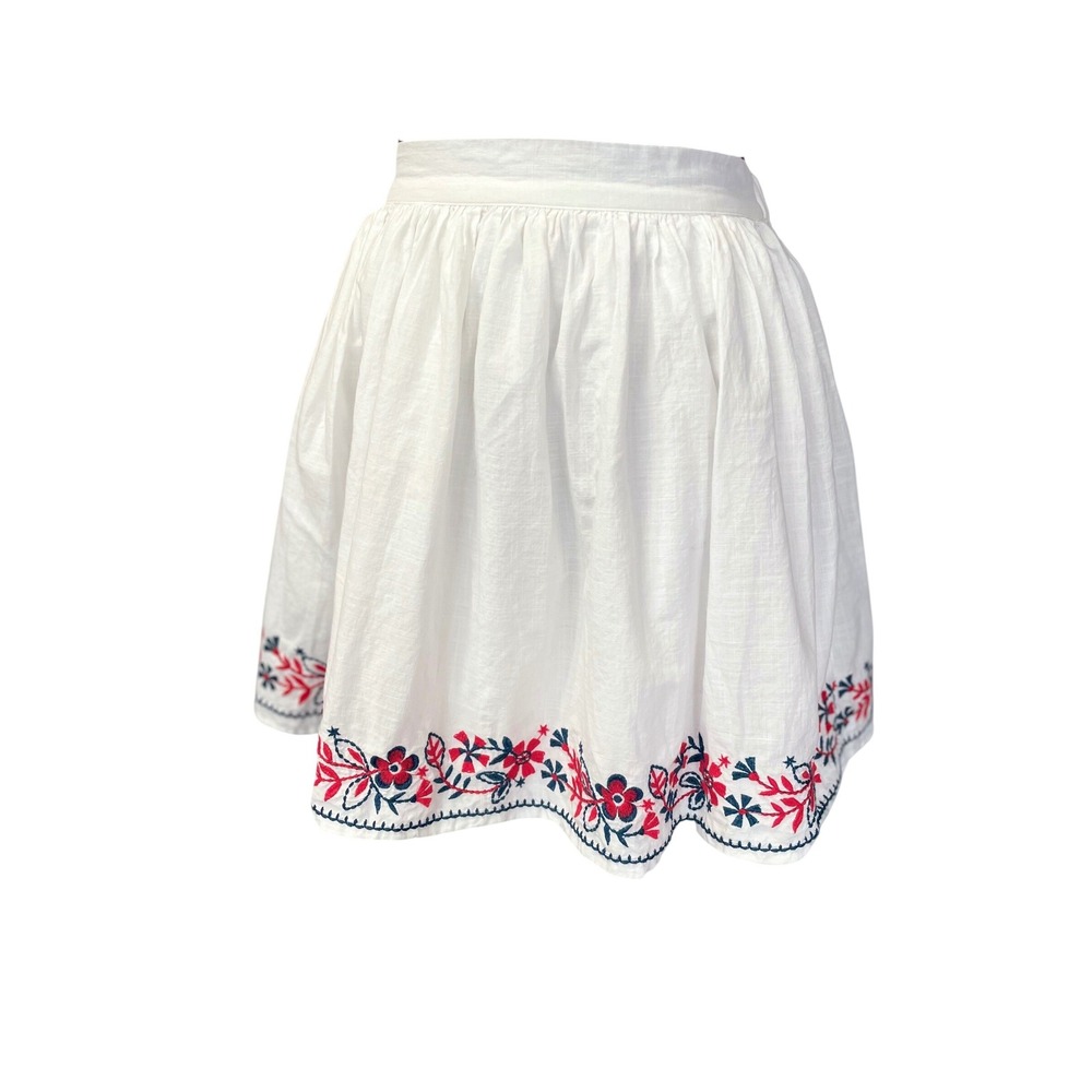 Gap Kids Mini Skirt Girls XL 12 White Floral Embroidered Boho Cotton‎
